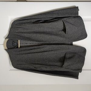 Eileen Fisher Charcoal Cotton Linen Open-Front Blazer Large